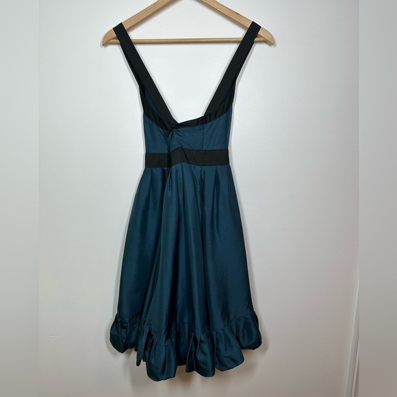 TED Baker London Teal and Black Silk Cocktail Dress Size 2 - Picture 10 of 11